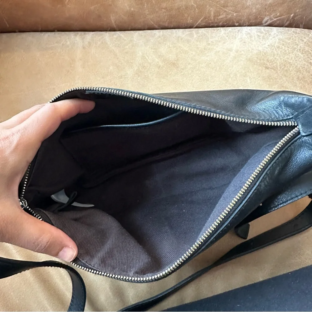 Madewell Black Leather Crescent Crossbody Bag with Gold Hardware - Picture 7 of 16